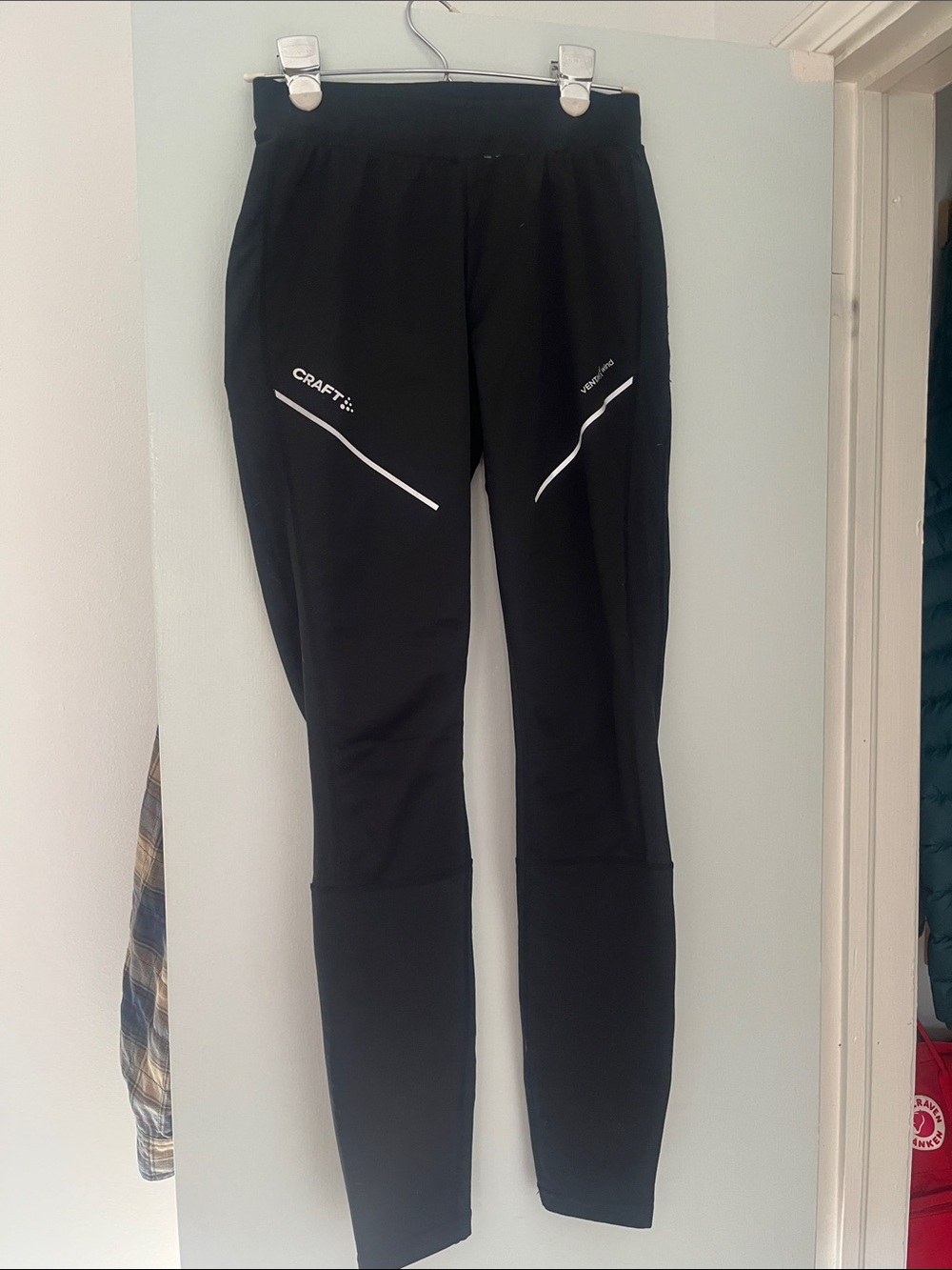 Craft Black nordic ski tights with White Reflective Details